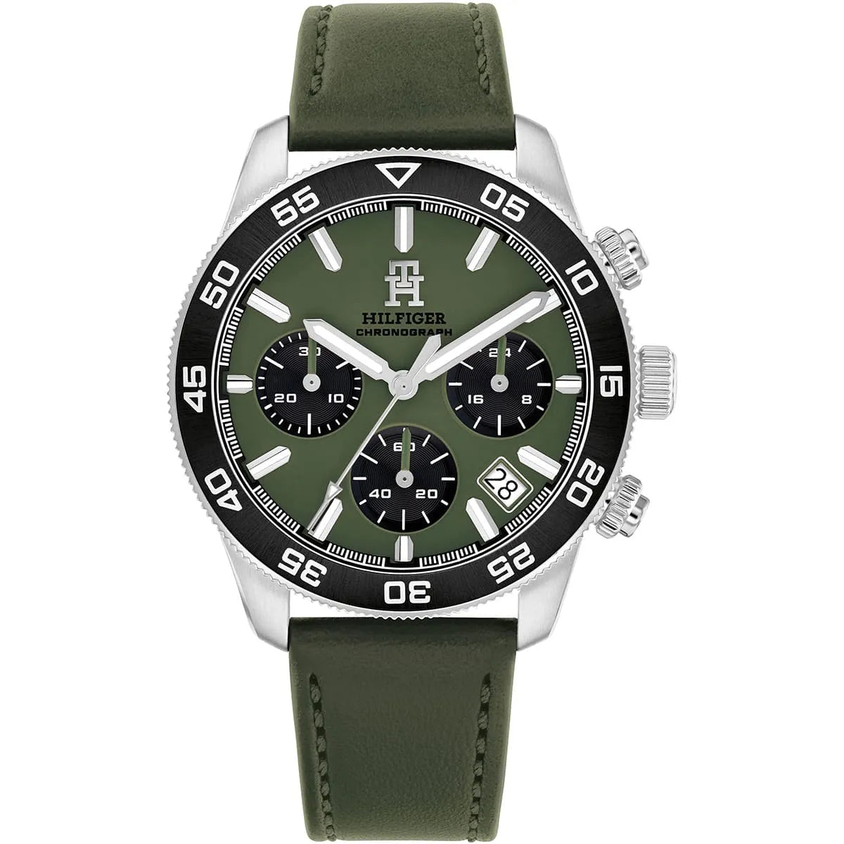 Tommy Hilfiger Men's Watch Green Leather Military 1792188