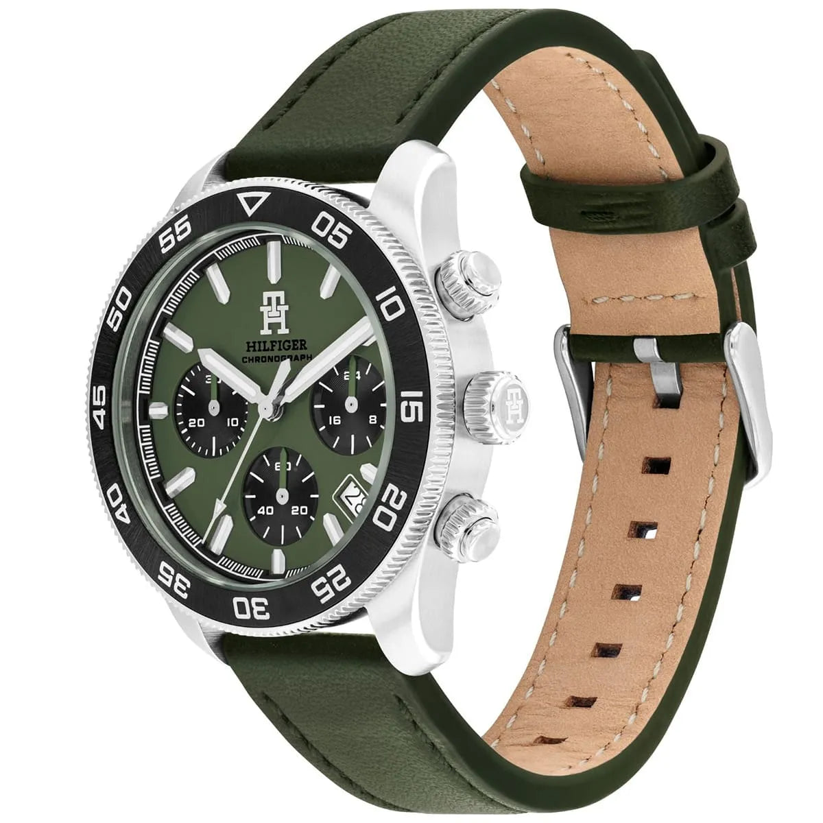 Tommy Hilfiger Men's Watch Green Leather Military 1792188