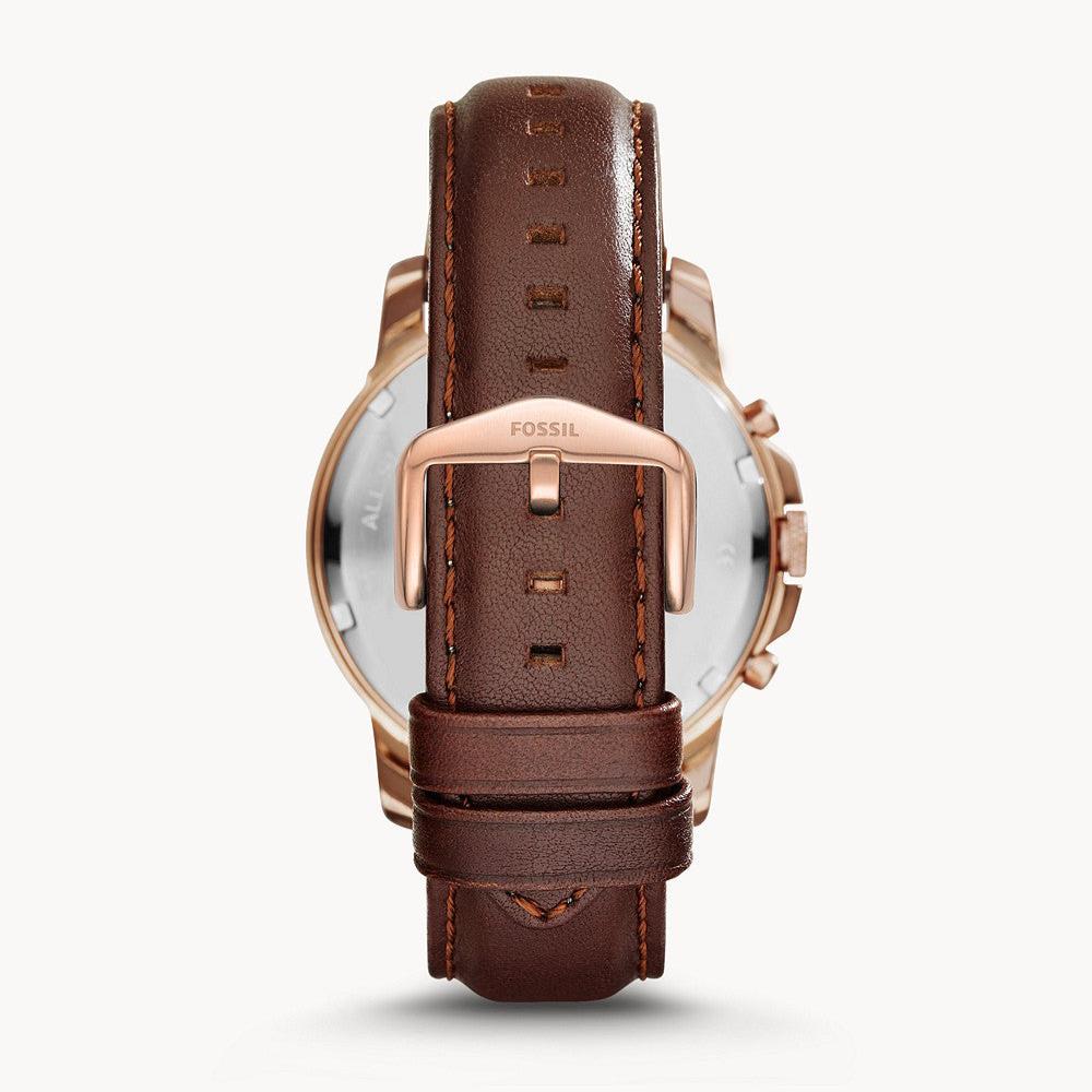 Fossil Grant Chronograph White Dial Brown Leather Strap Watch for Men