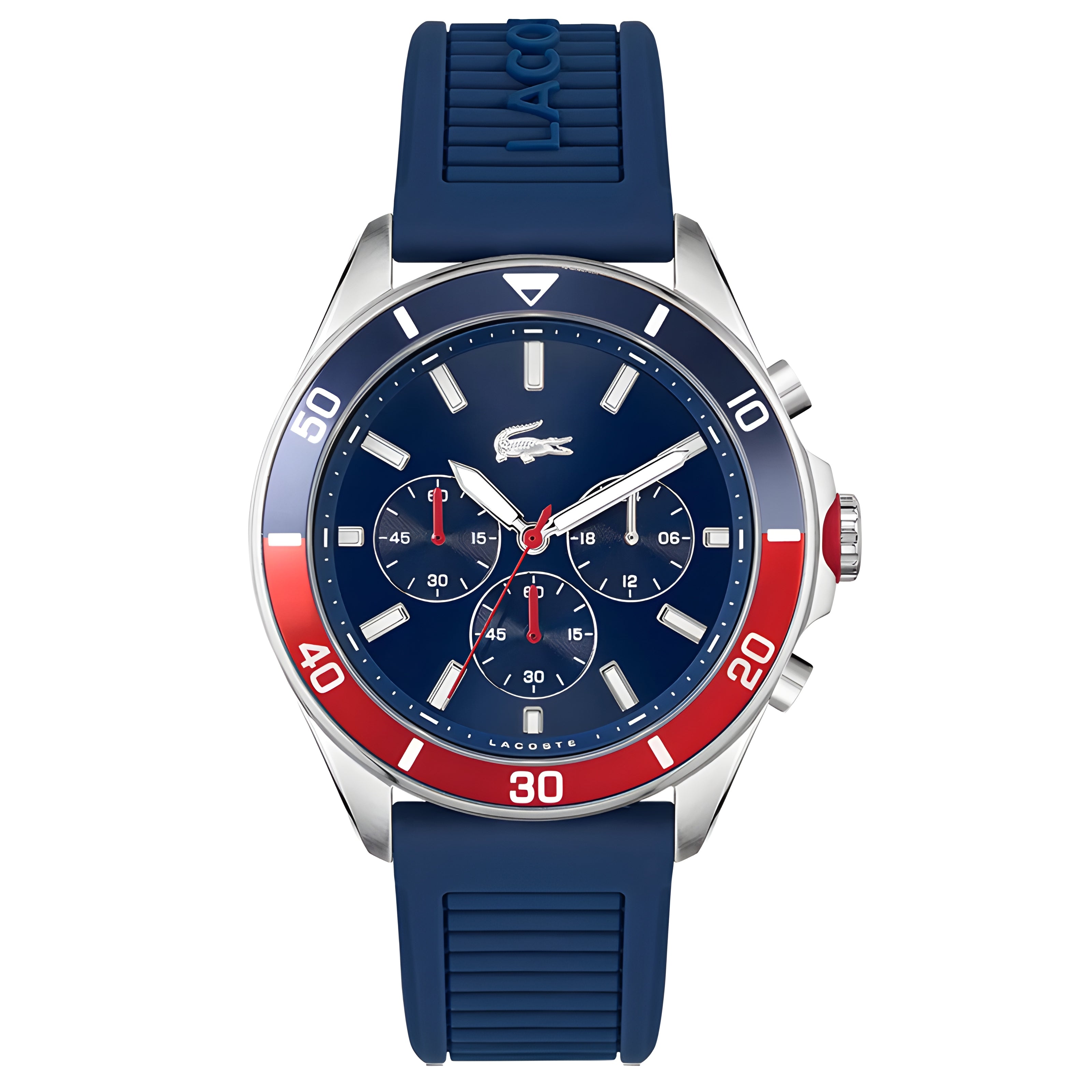 Lacost Men's Tiebreaker Blue Dial Silicone Strap Chronograph Watch 2011154