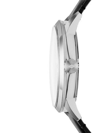 Fossil Townsman Skeleton Black Dial Black Leather Strap Watch for Men