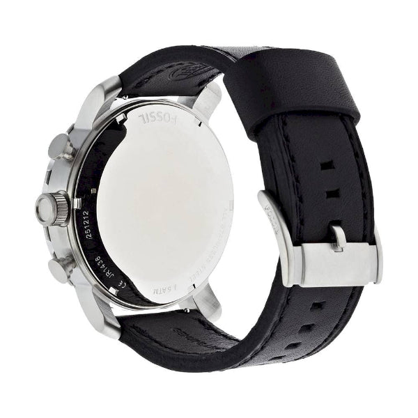 Fossil Grant Chronograph Black Dial Black Leather Strap Watch for Men