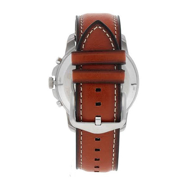 Fossil Grant Sport Automatic Skeleton Blue Dial Brown Leather Strap Watch for Men