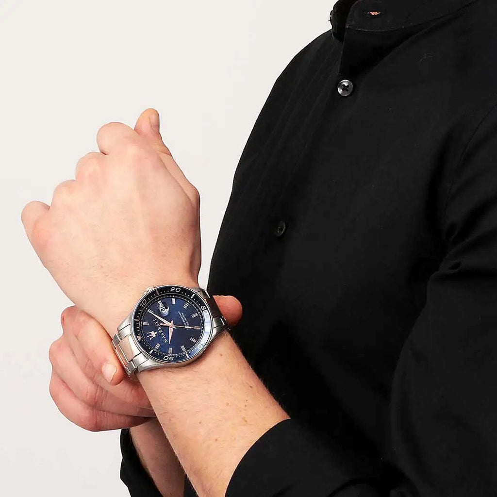 Maserati SFIDA Quartz Blue Dial Stainless Steel 44mm Watch For Men