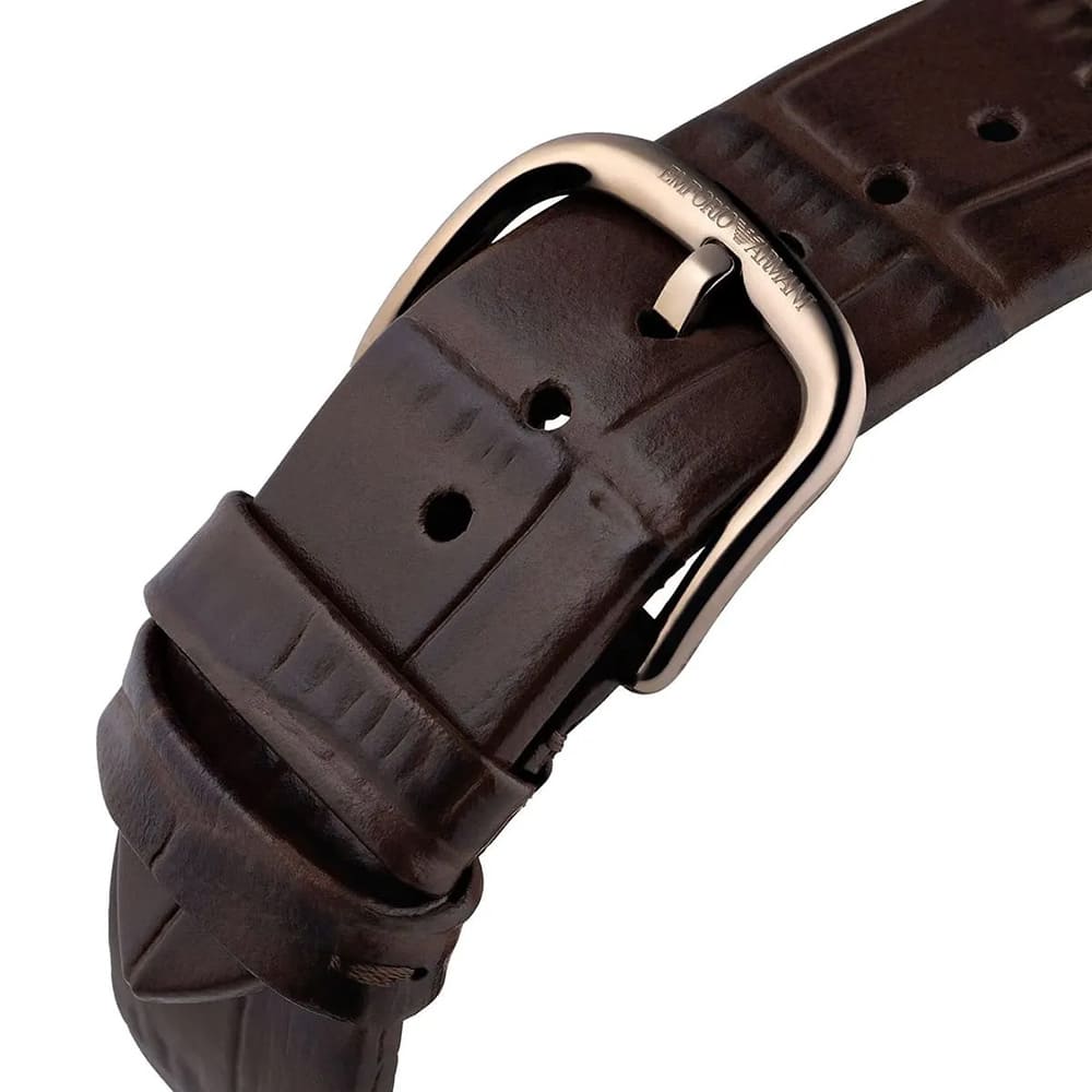 Emporio Armani Brown Leather Strap with Green Dial Men's Watch | Aviator AR11334