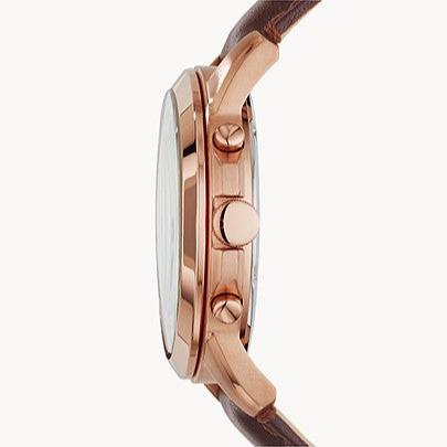 Fossil Grant Chronograph White Dial Brown Leather Strap Watch for Men
