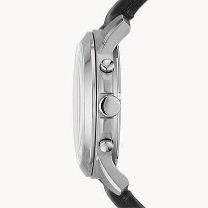 Fossil Grant Chronograph Black Dial Black Leather Strap Watch for Men