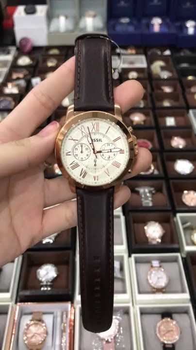 Fossil Grant Chronograph White Dial Brown Leather Strap Watch for Men