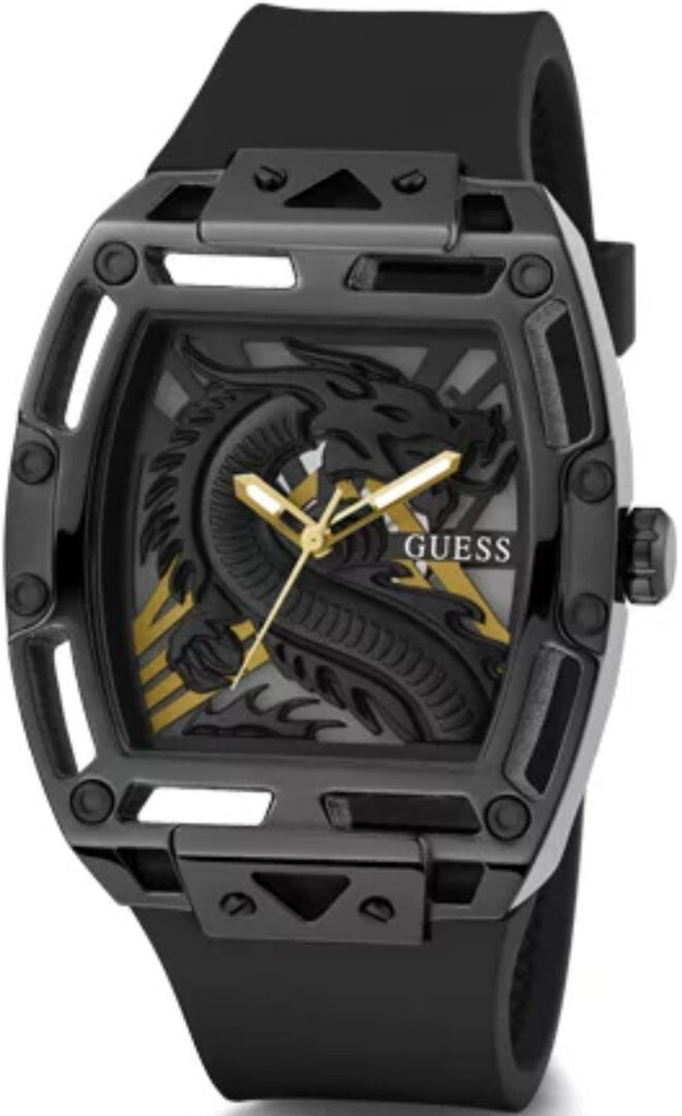 Guess Legend Analog Black Dial Black Rubber Strap Watch For Men
