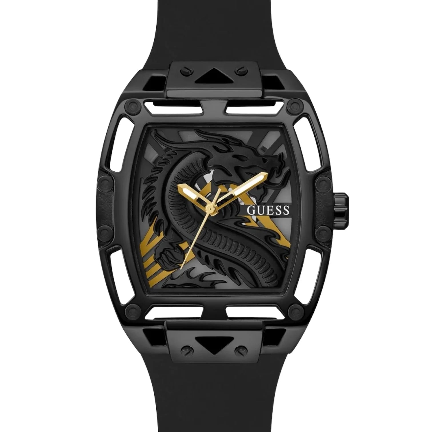 Guess Legend Analog Black Dial Black Rubber Strap Watch For Men